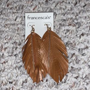 NWT Francesca Leather-Like Feather Earrings